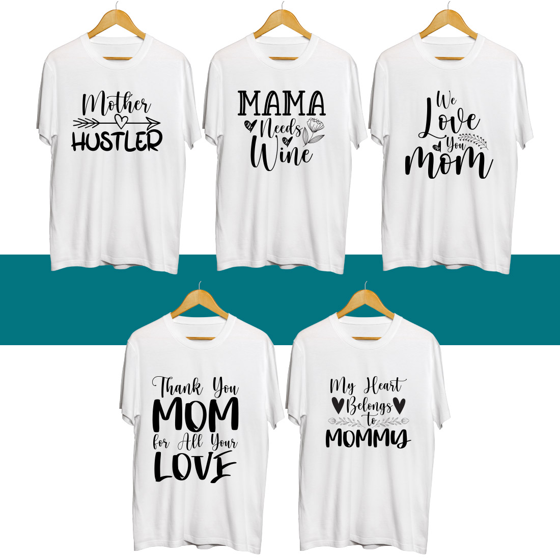 Mother's Day SVG T Shirt Designs Bundle cover image.