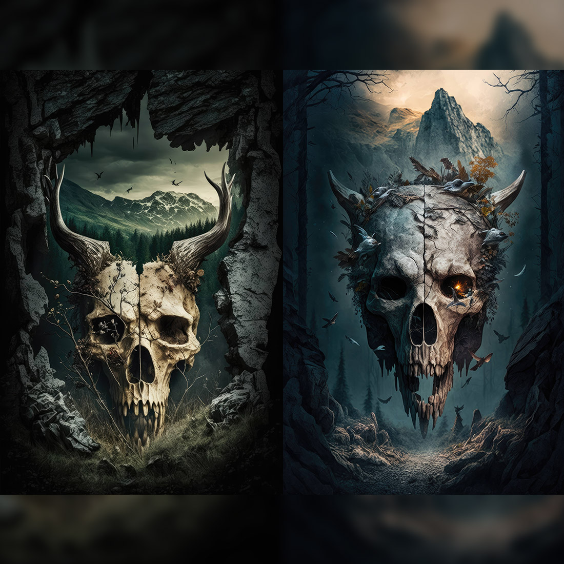 Fantasy skull in the middle cover image.