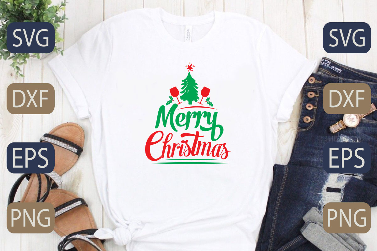 T - shirt with the words merry christmas on it.