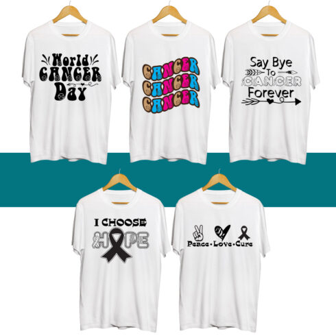 Cancer Day SVG T Shirt Designs Bundle cover image.