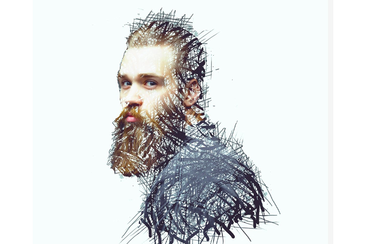 Drawing of a man with a beard.