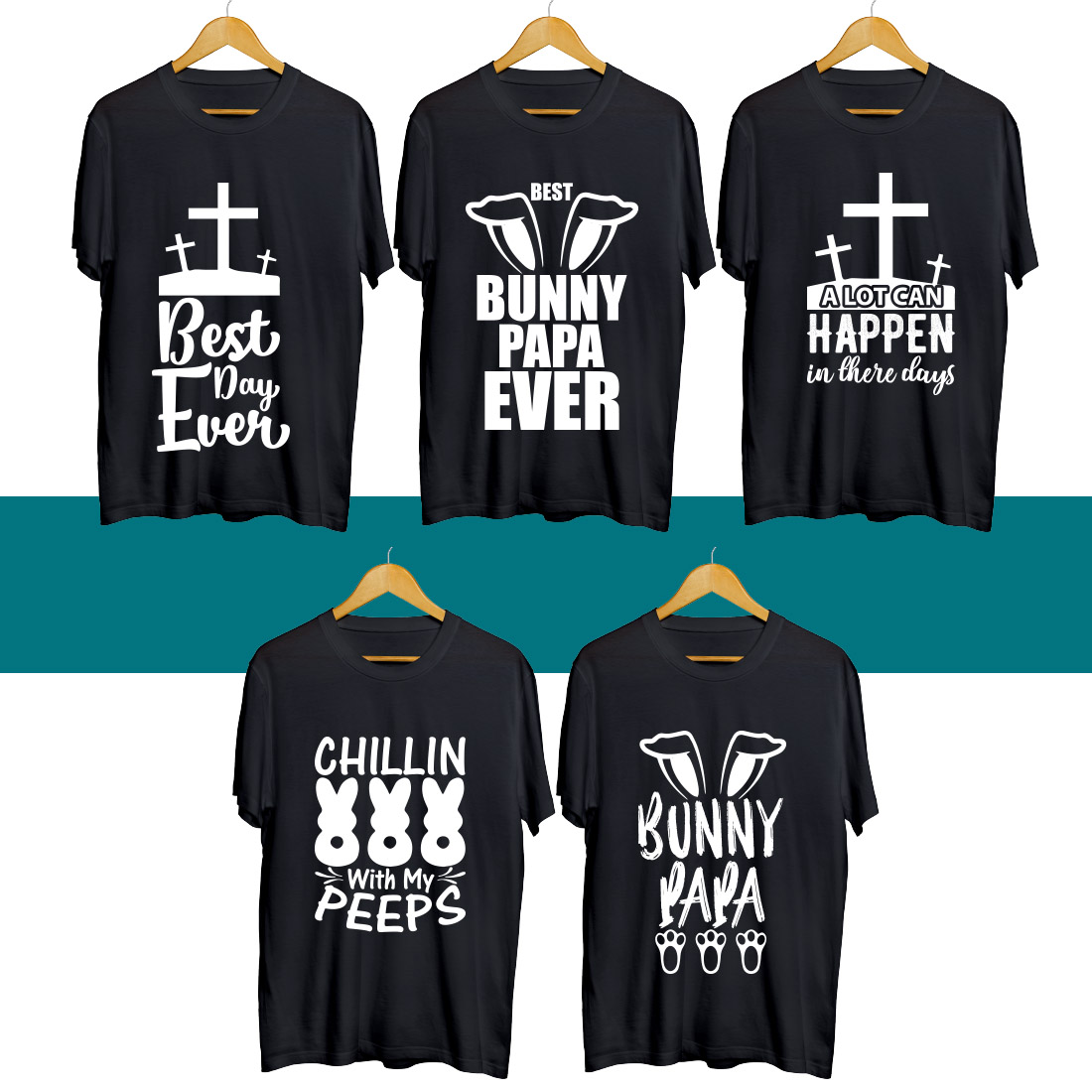 Easter SVG T Shirt Designs Bundle cover image.