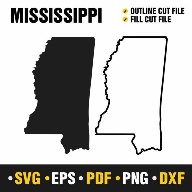 Mississippi Map SVG, PNG, PDF, EPS & DXF - Mississippi Vector Files ...