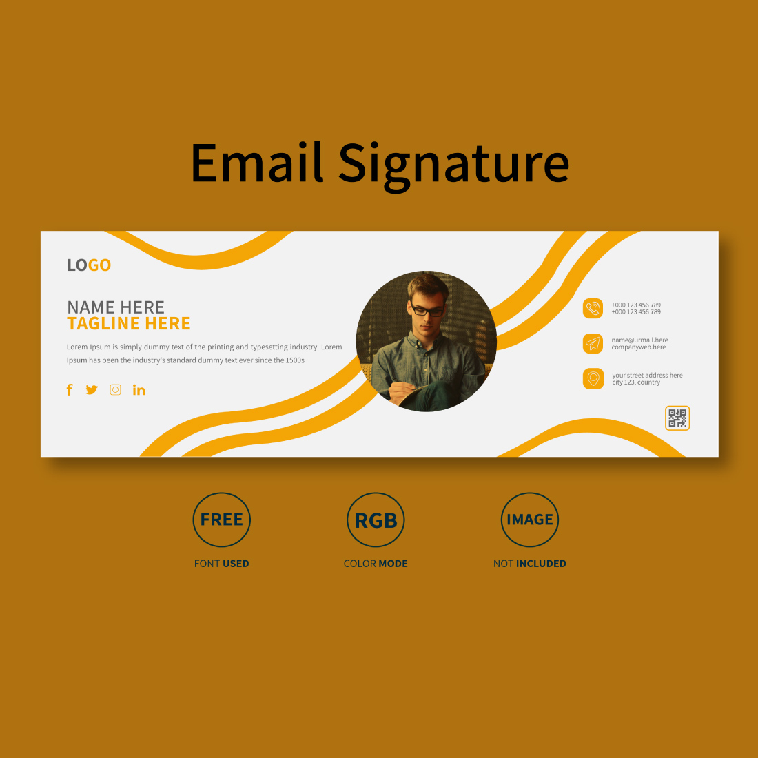 Email signature design or email footer design and personal Facebook cover design template cover image.