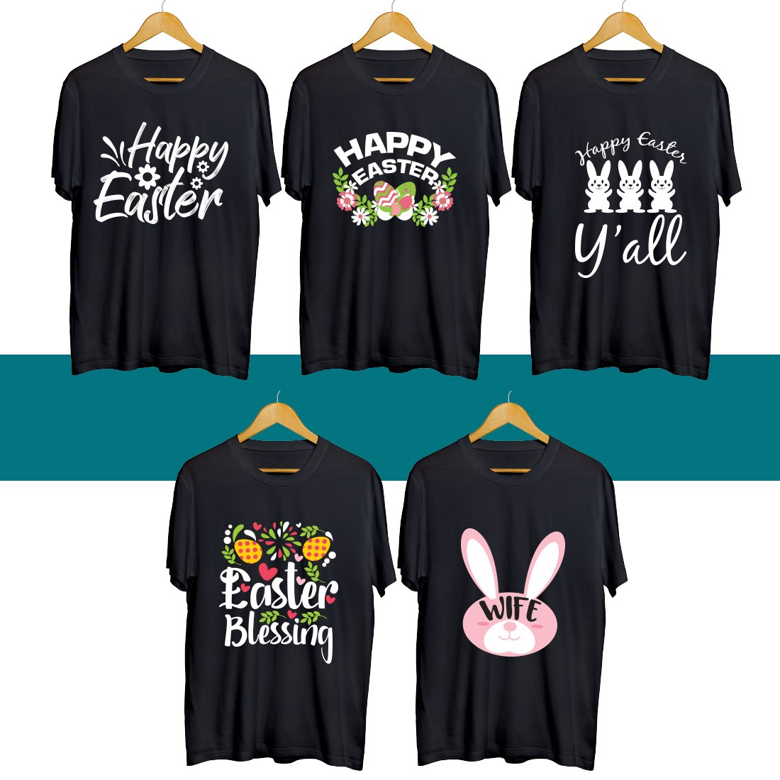 Easter SVG T Shirt Designs Bundle cover image.