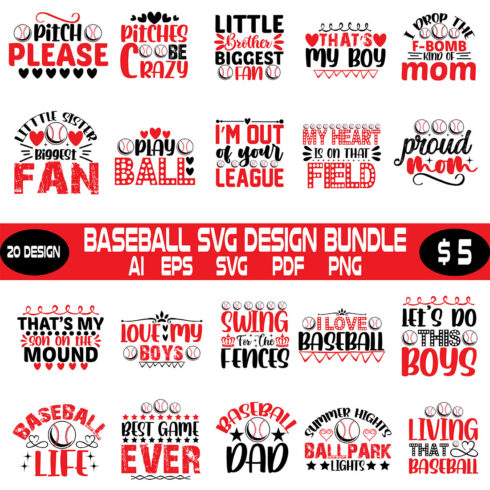 Baseball Svg Design Bundle cover image.