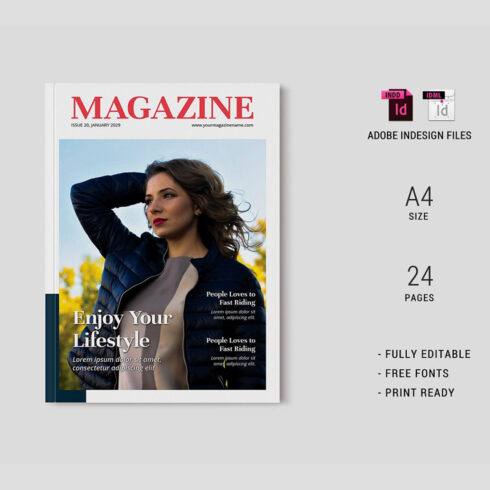 Lifestyle Magazine Template Indesign cover image.