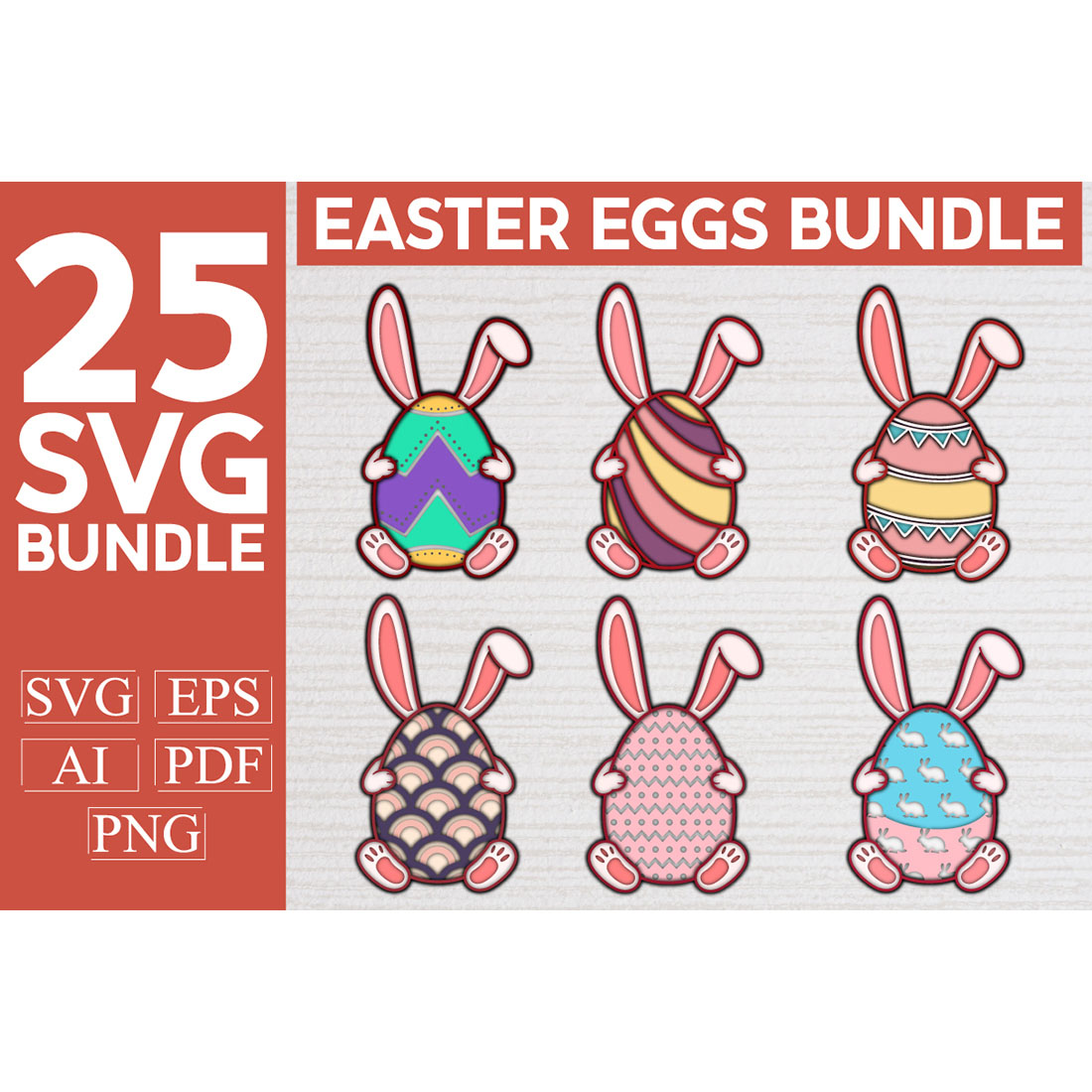 Easter Eggs 3D SVG bundle preview image.