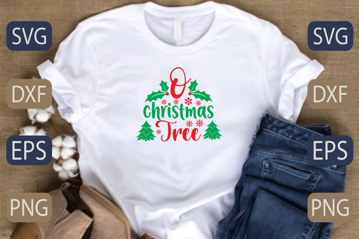 T - shirt with the words christmas tree on it.