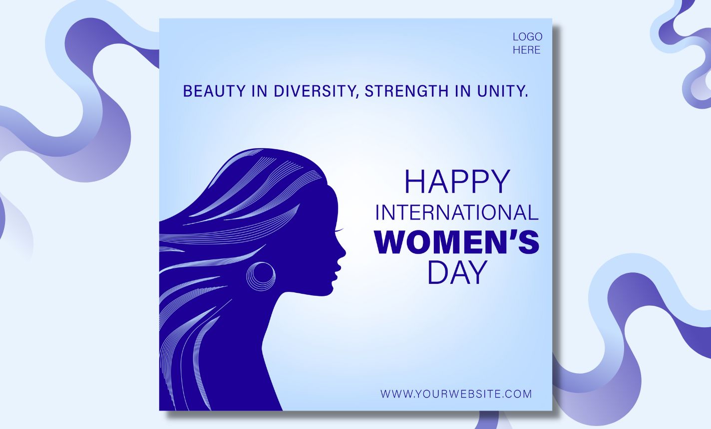 Women's day poster with a woman's profile.
