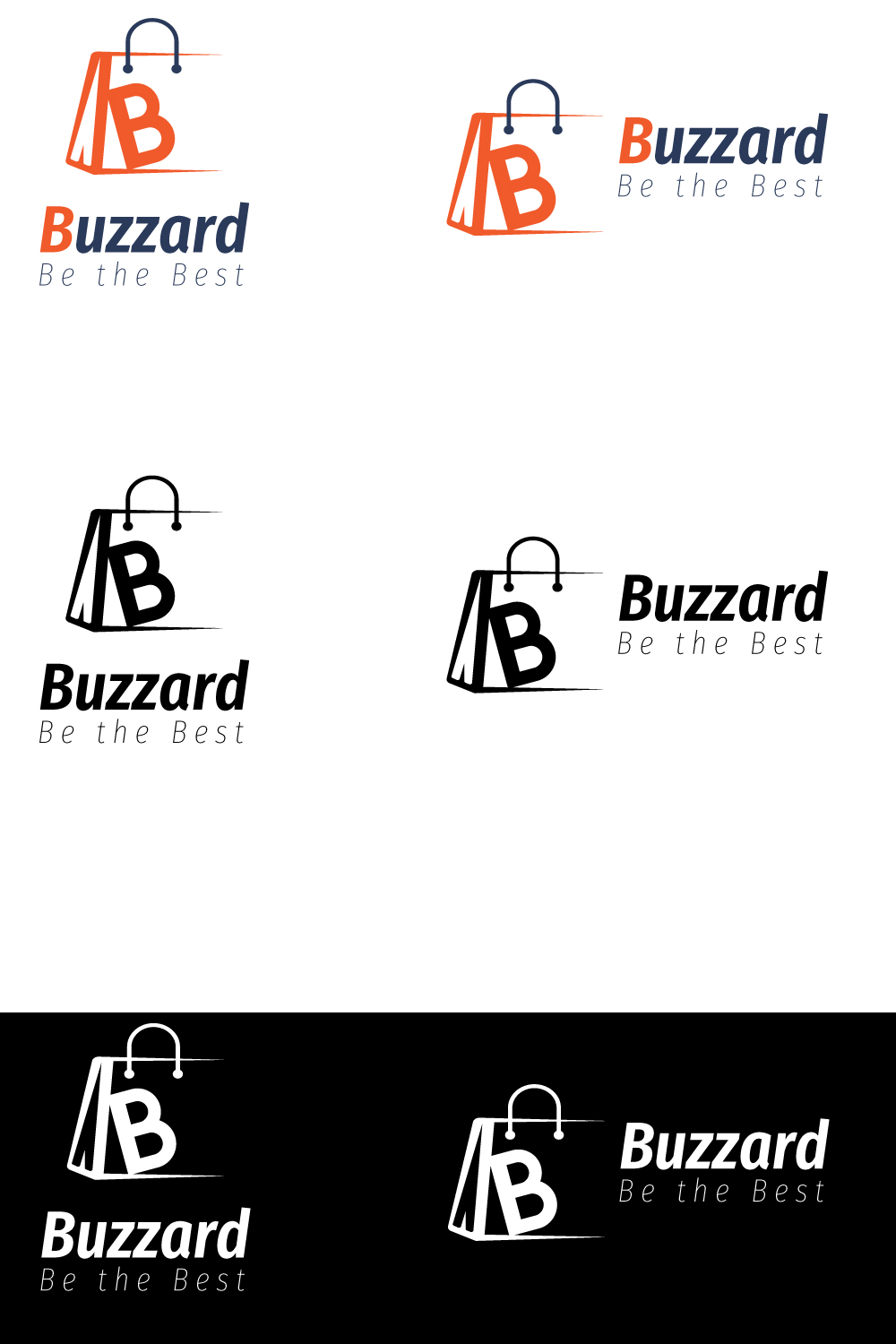 B letter logo design buzzard logo fully editable pinterest preview image.