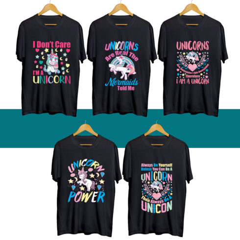 Unicorn T Shirt Designs Bundle cover image.