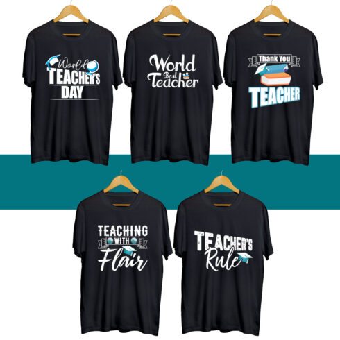 Teacher's Day SVG T Shirt Designs Bundle cover image.