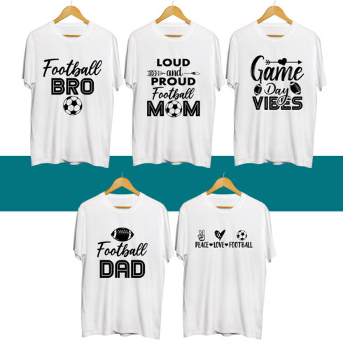 Football SVG T Shirt Designs Bundle cover image.