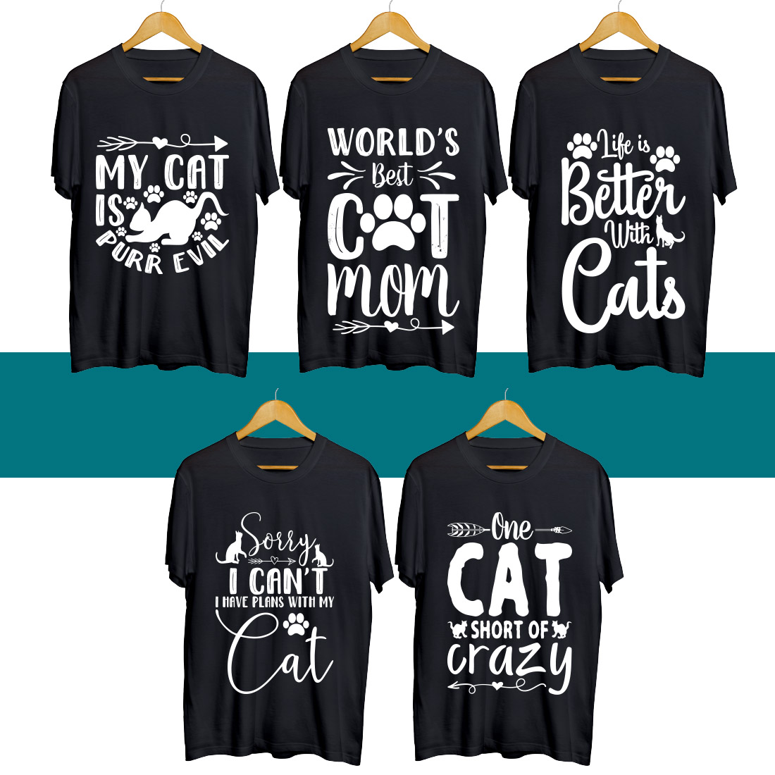 Cat T Shirt Designs Bundle cover image.