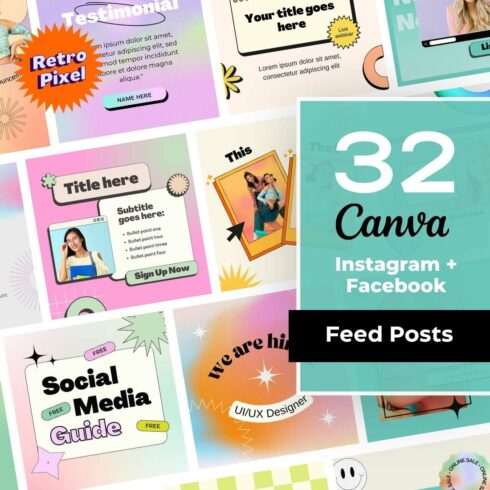 Retro Instagram Feed Posts Canva Template cover image.