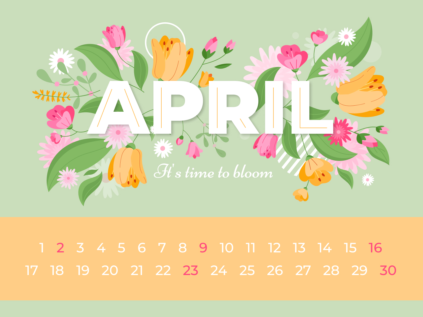 Calendar with flowers on it and the date of the month.