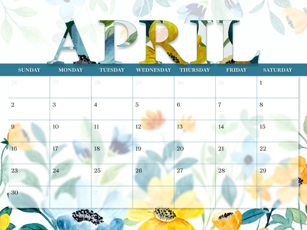Free Blank April Calendar – MasterBundles