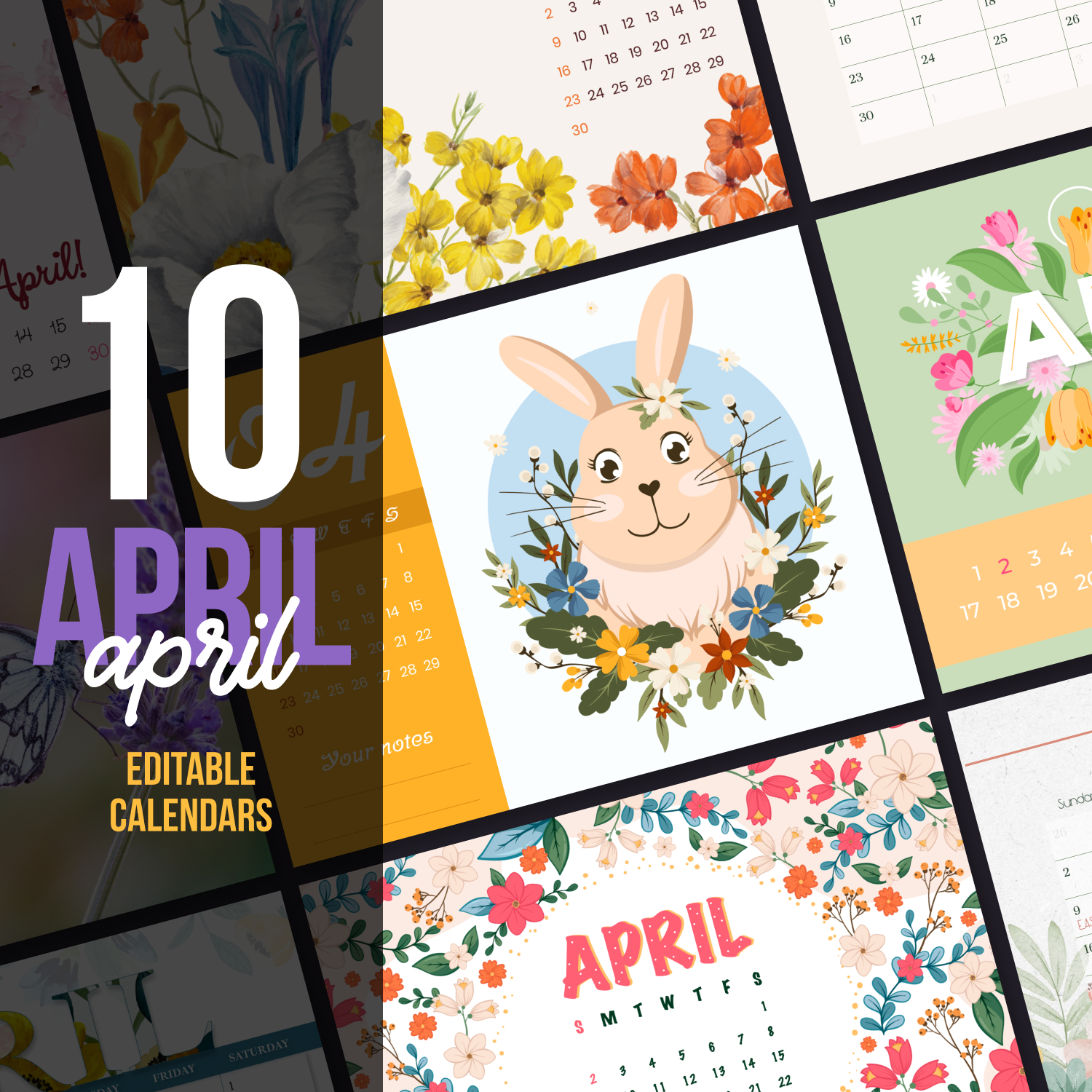 Bunch of calendars with flowers on them.