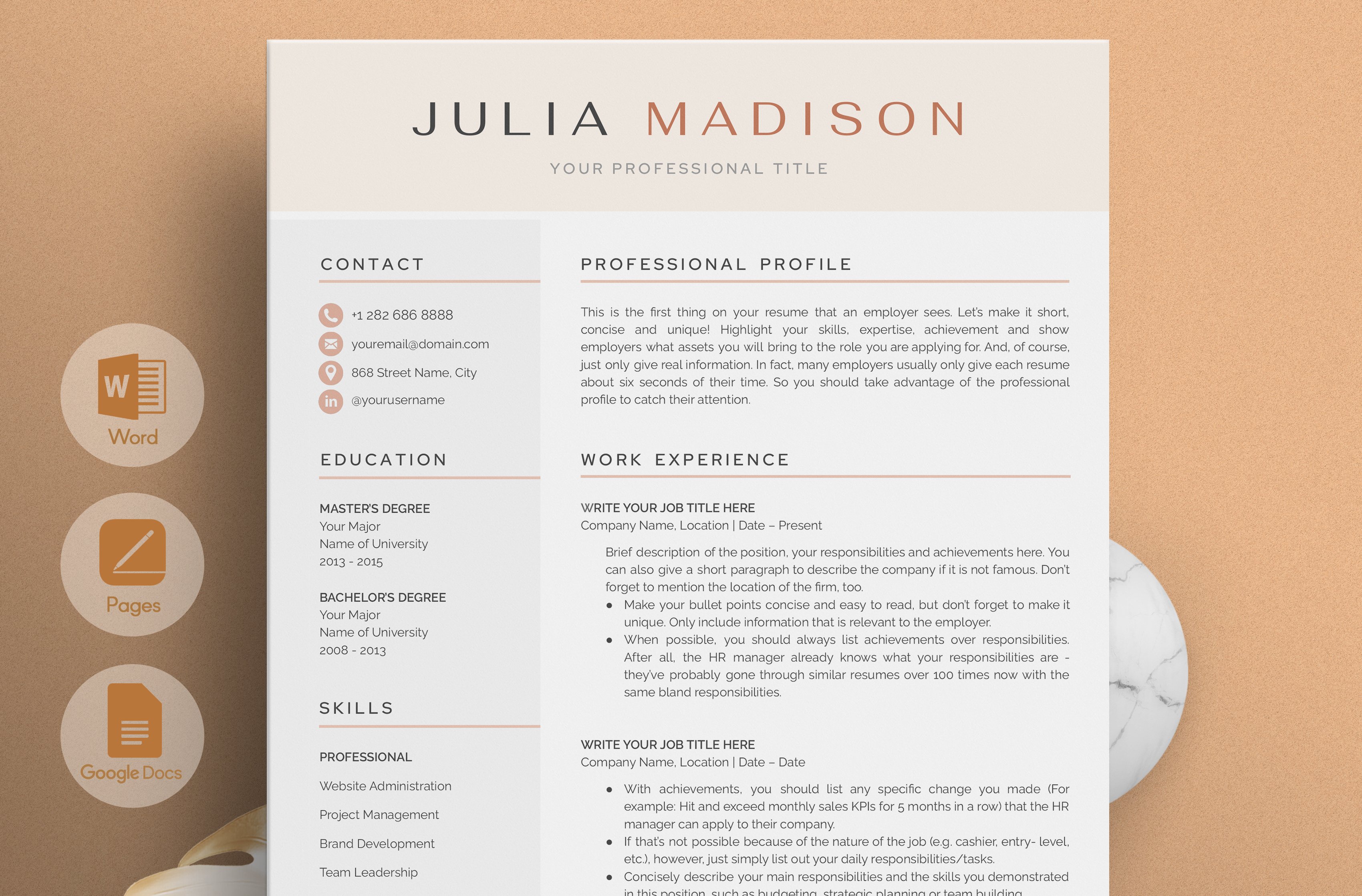 Resume/CV - The Madison cover image.