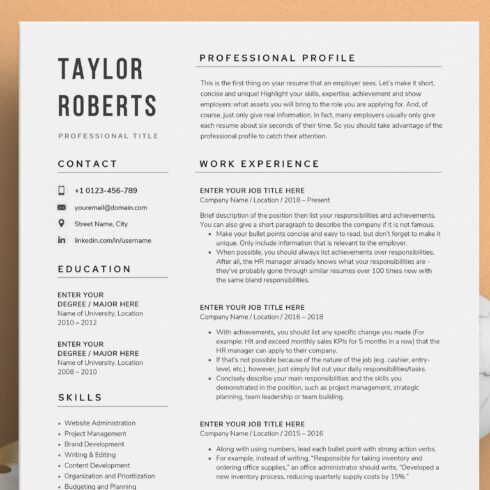 Resume/CV - The Taylor cover image.