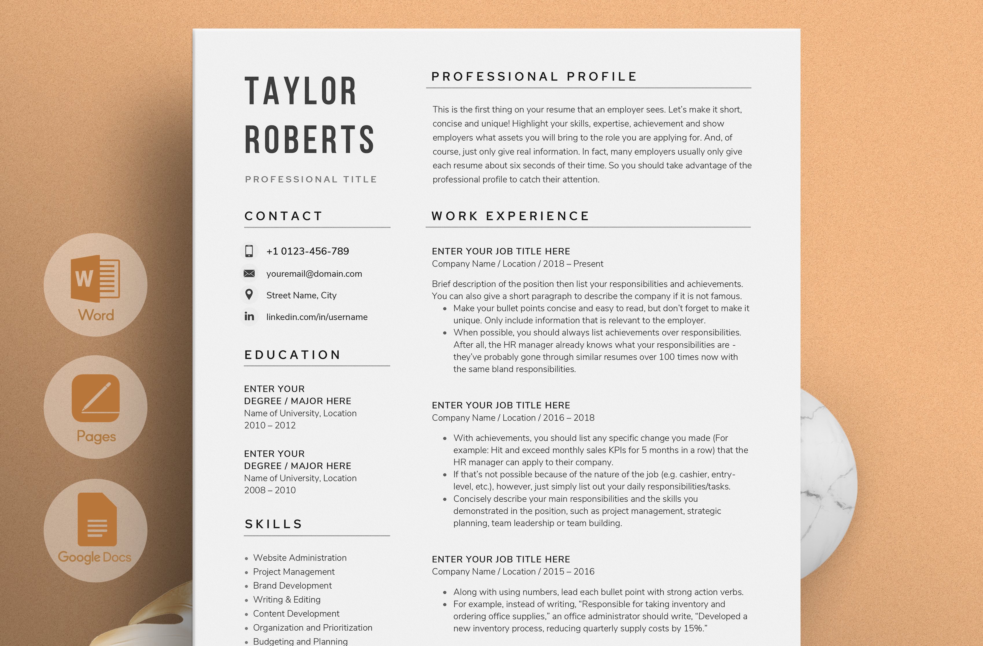 Resume/CV - The Taylor cover image.