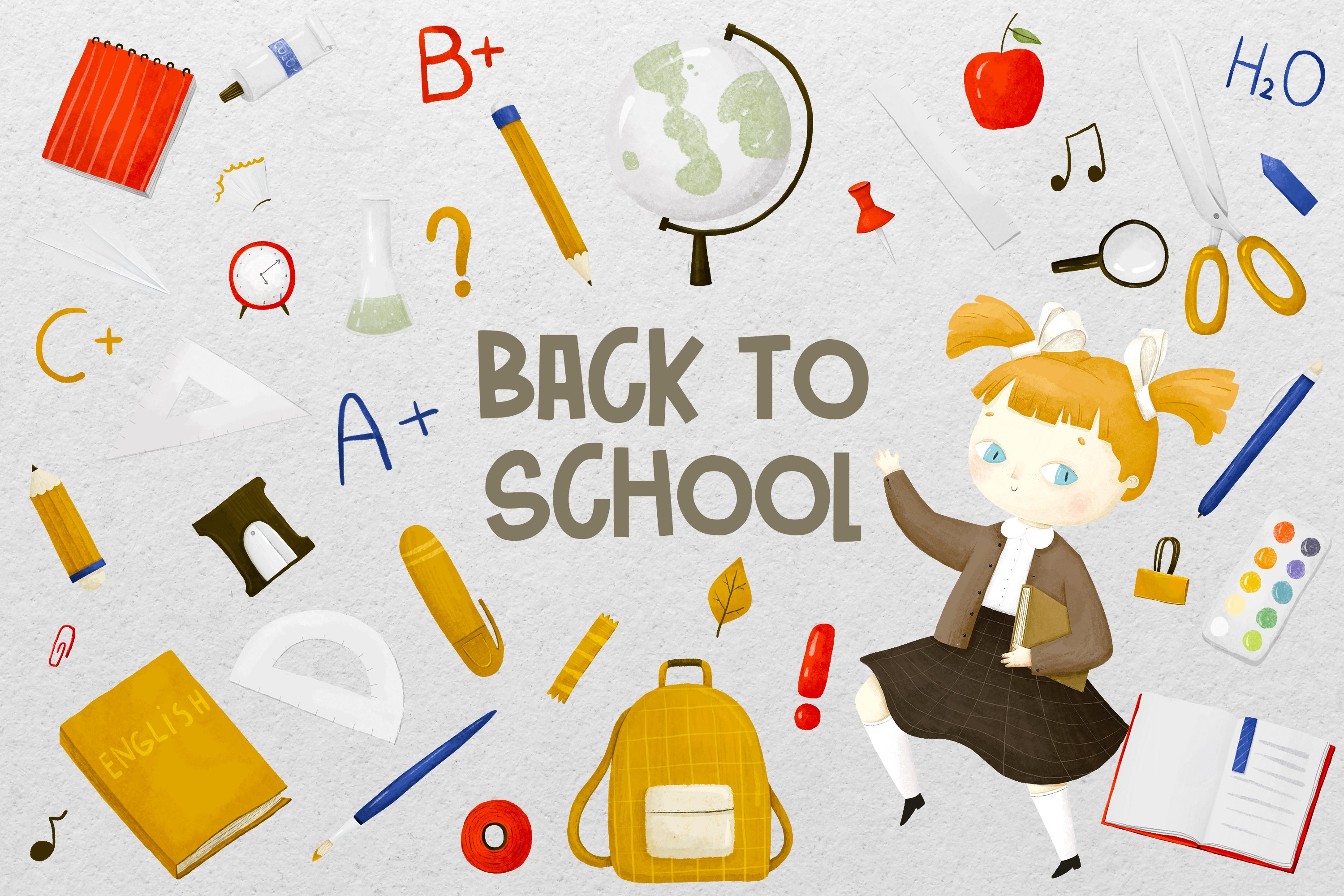 Back to school set, supplies cover image.