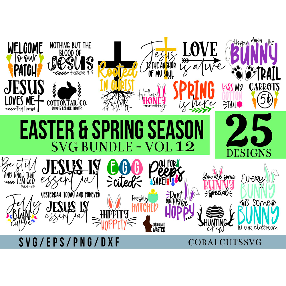 The easter and spring season bundle includes 25 designs.