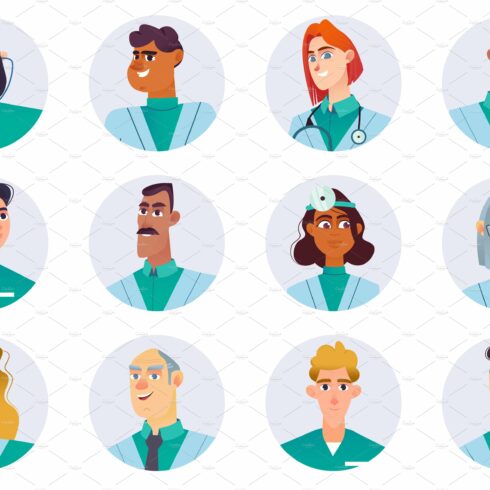Medical staff characters avatars set cover image.