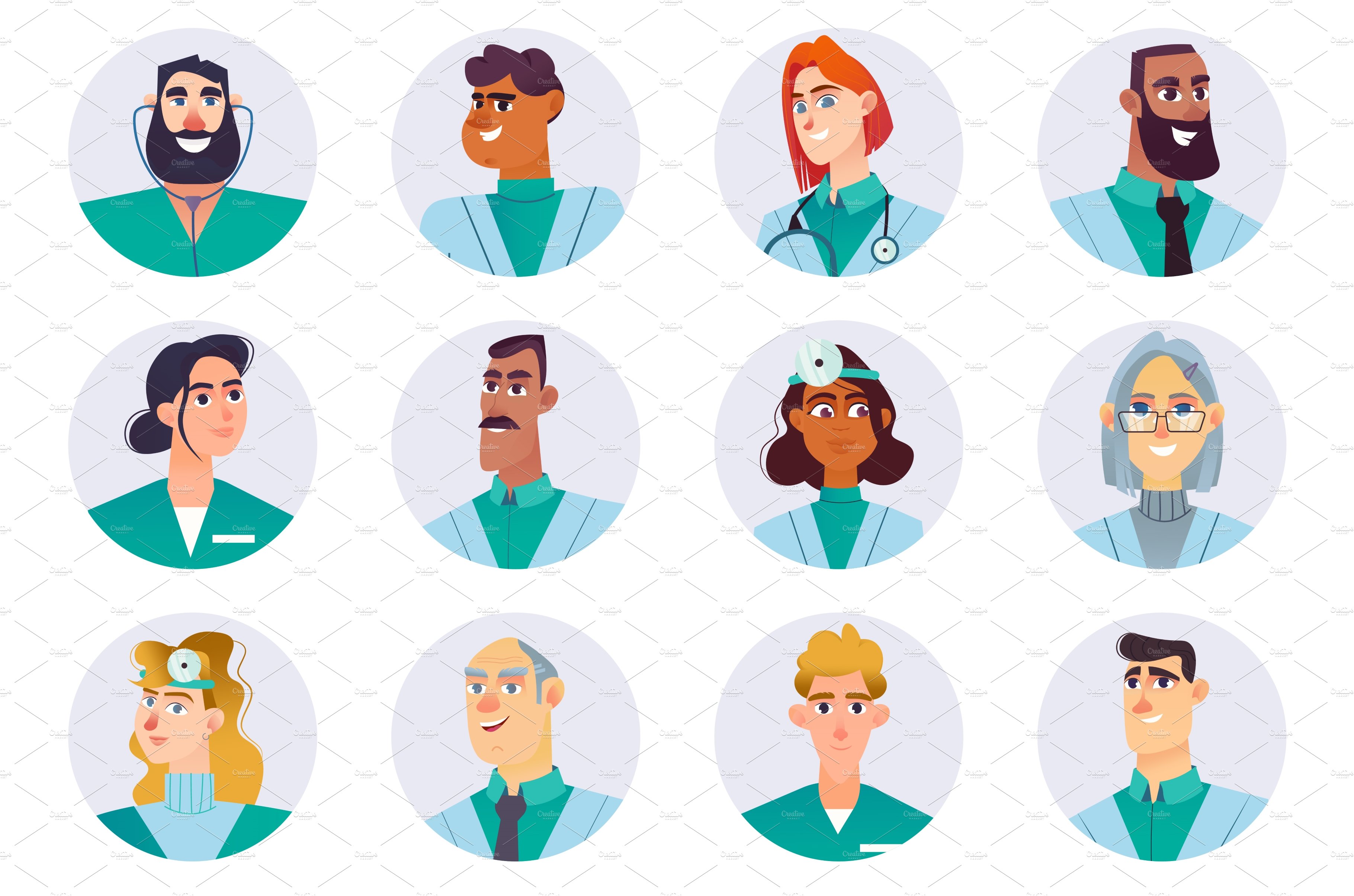Medical staff characters avatars set cover image.