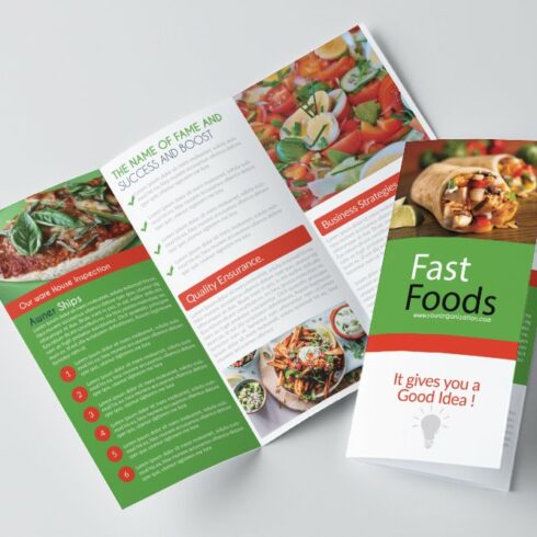 Food Restaurant Trifold Brochure cover image.