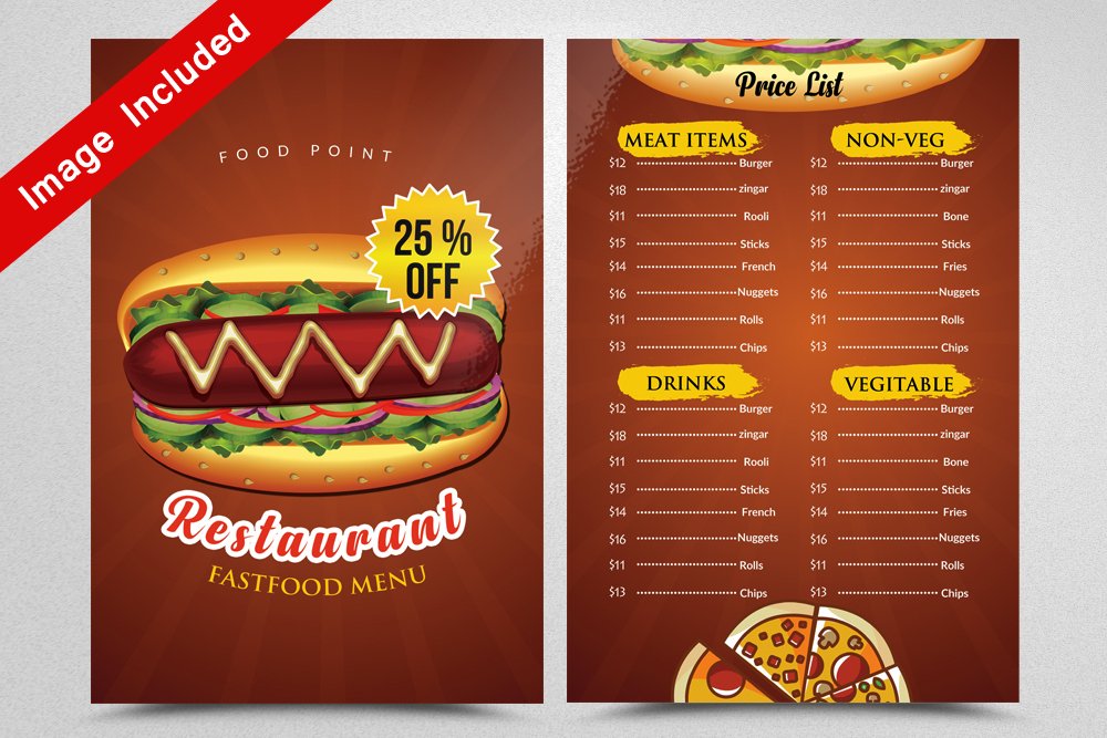 Restaurant Menu Print Templates preview image.