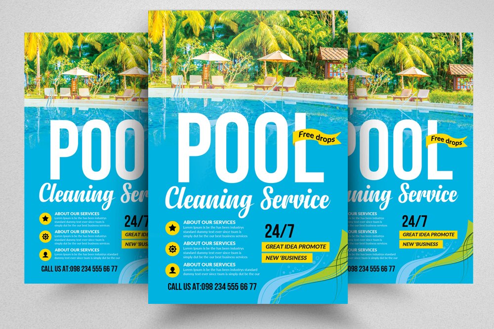 10 Pool Cleaning Flyers Bundle preview image.