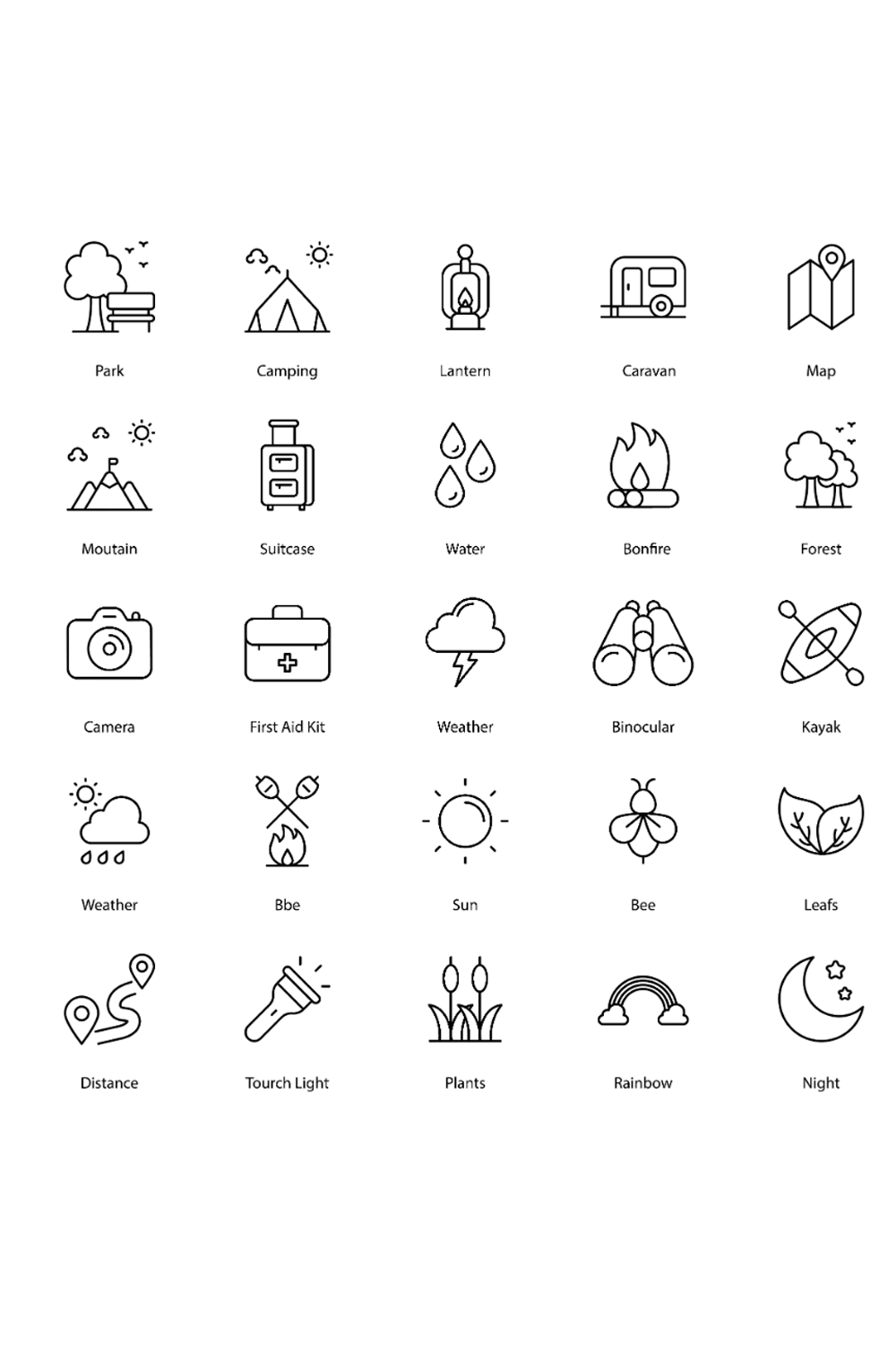 Aventure and Nature Icon Set pinterest preview image.