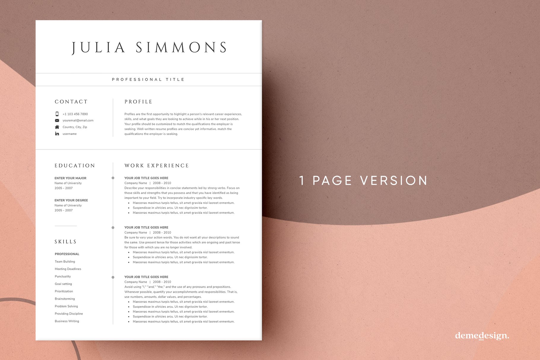 Resume for Word, Google Docs & Pages preview image.