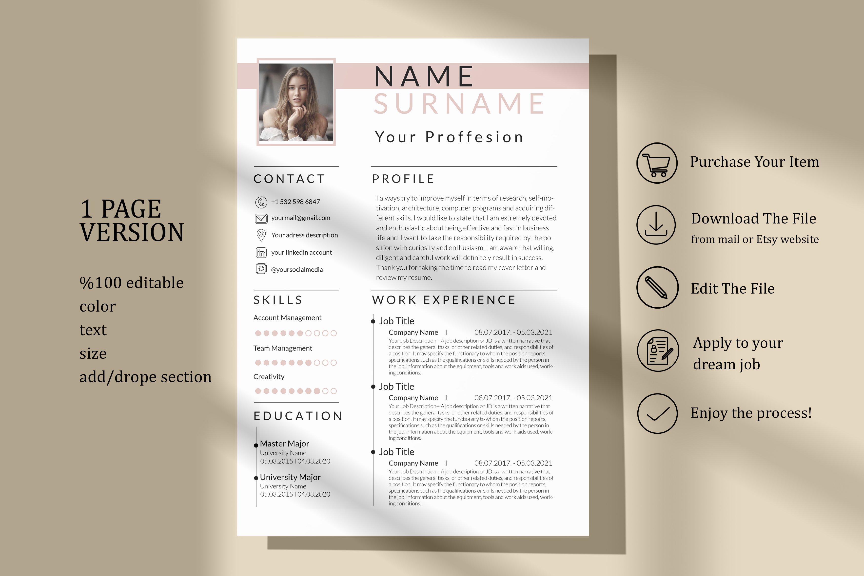 Minimal resume template cover image.