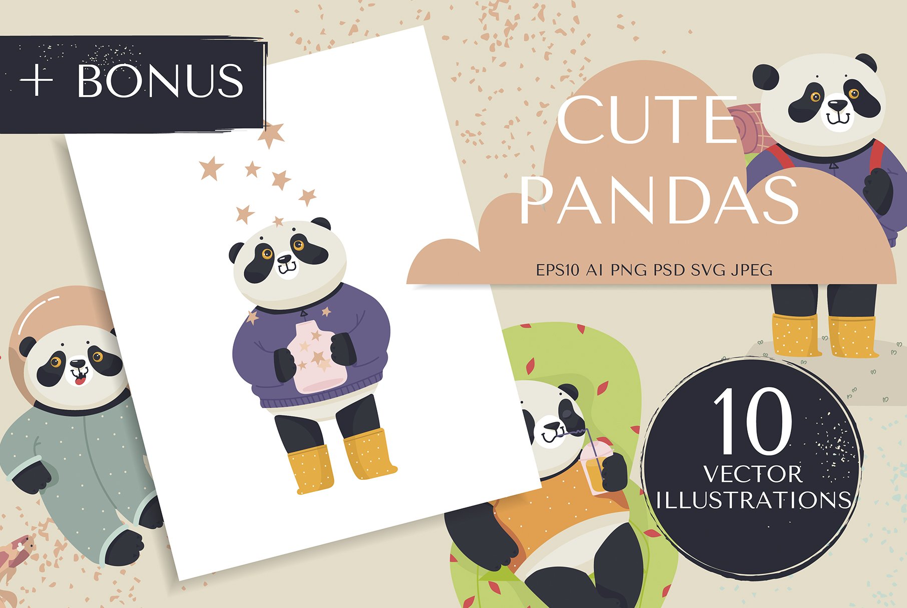 Сute collection of pandas cover image.