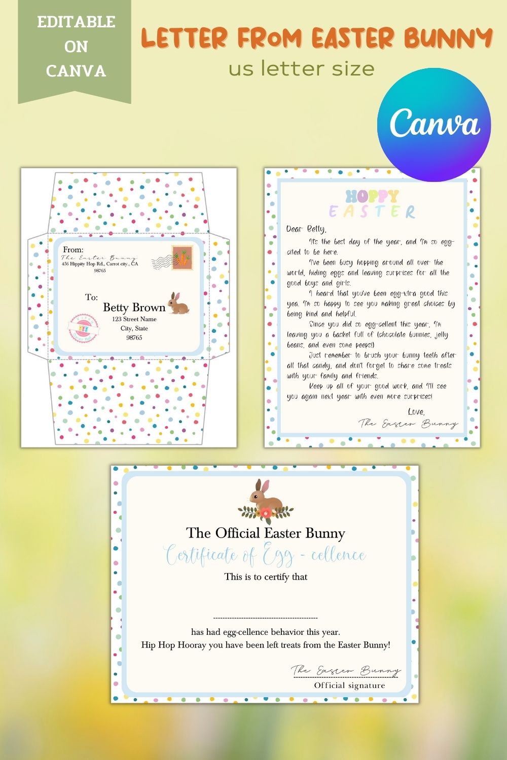 EDITABLE Letter from Easter Bunny pinterest preview image.