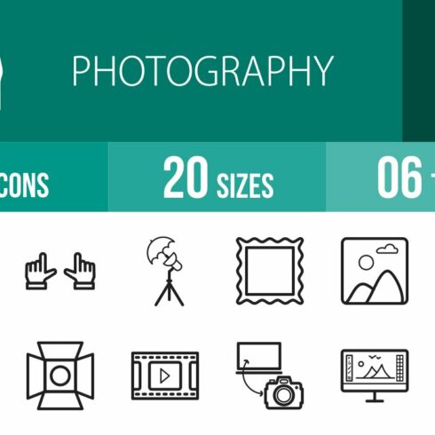 50 Photography Line Icons cover image.