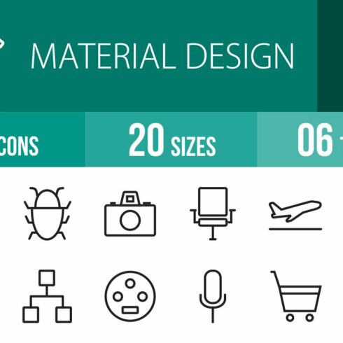 100 Material Design Line Icons cover image.