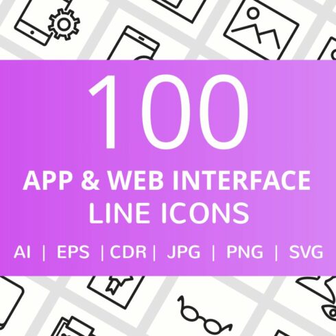 100 App & Web Interface Line Icons cover image.