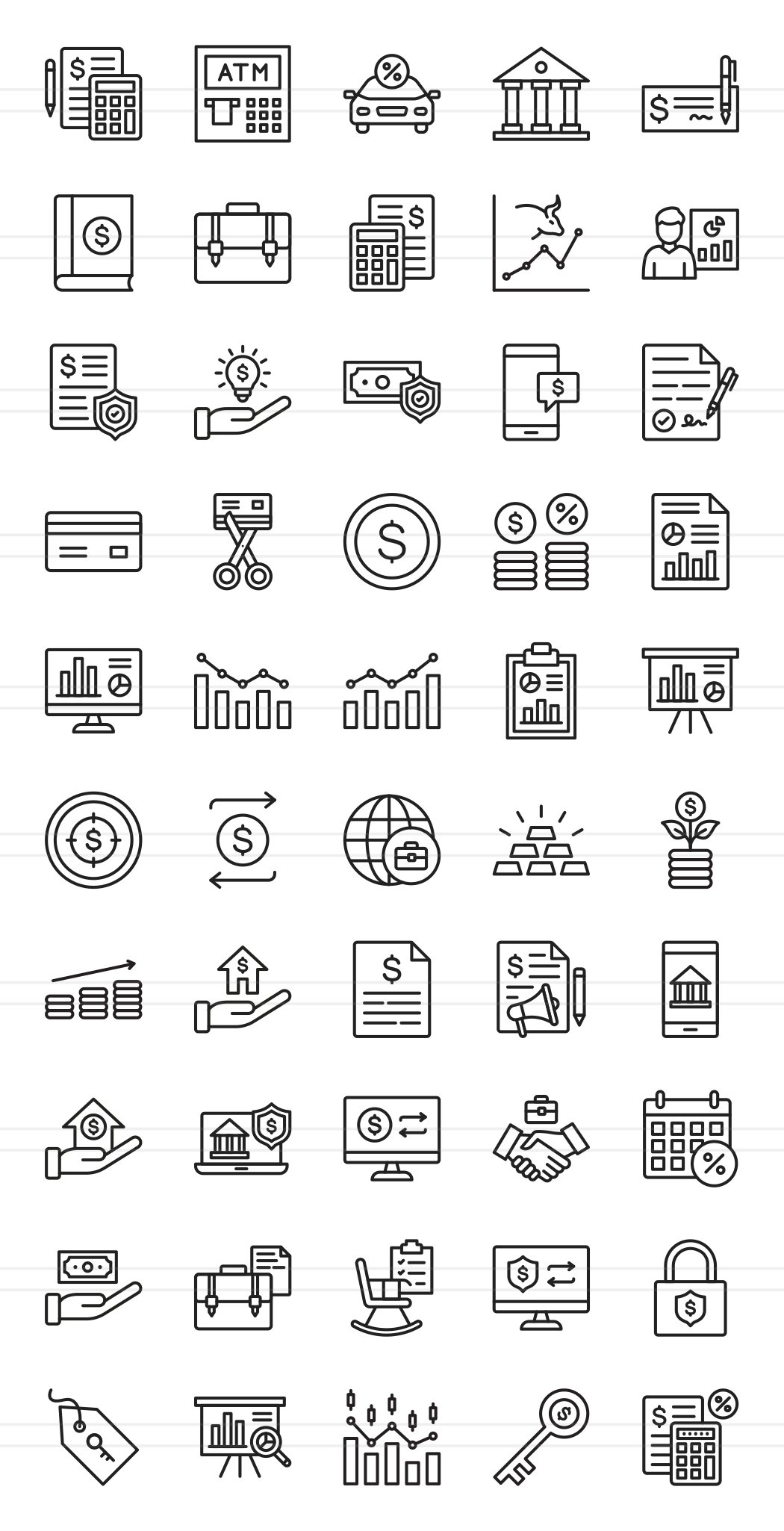 50 Accounting & Finance Line Icons preview image.