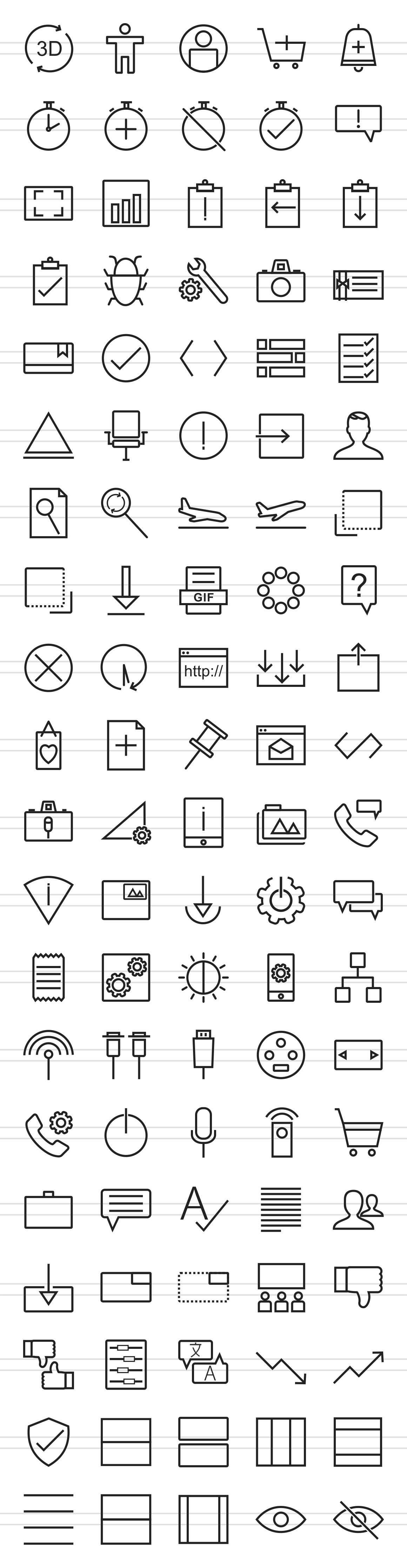 100 Material Design Line Icons preview image.