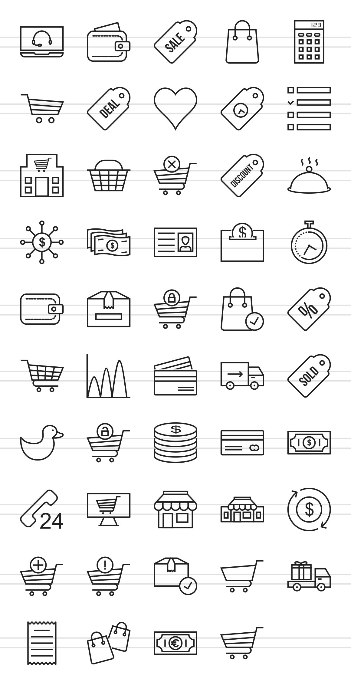 48 Ecommerce Line Icons preview image.