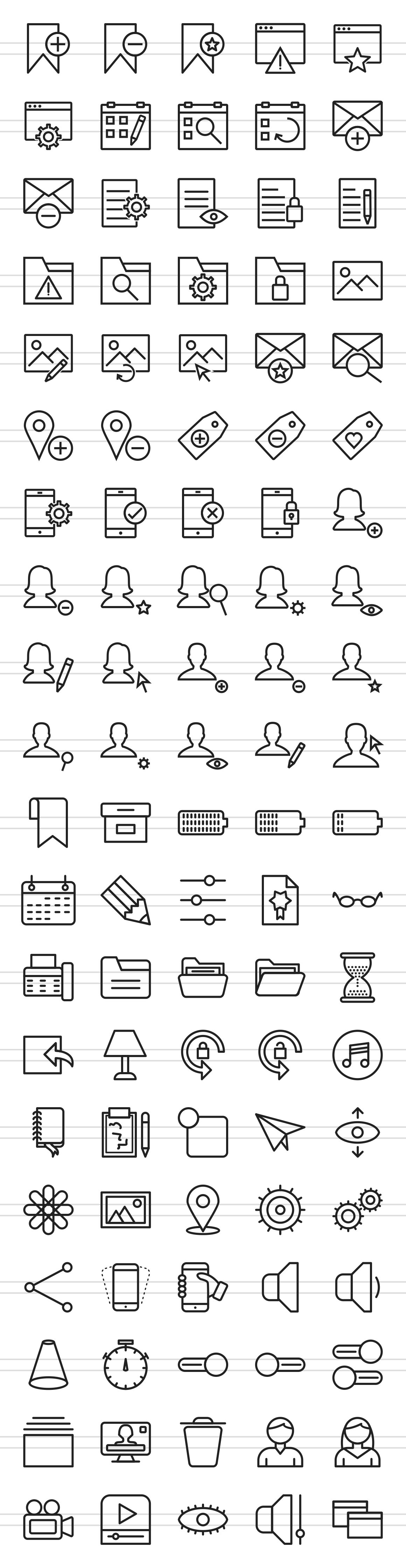 100 App & Web Interface Line Icons preview image.