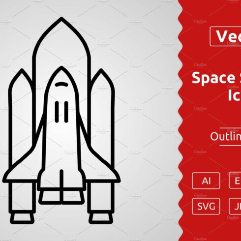 Vector Space Shuttle Outline Icon cover image.