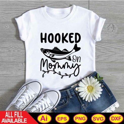 HOOKED ON Mommy svg t-shirt cover image.