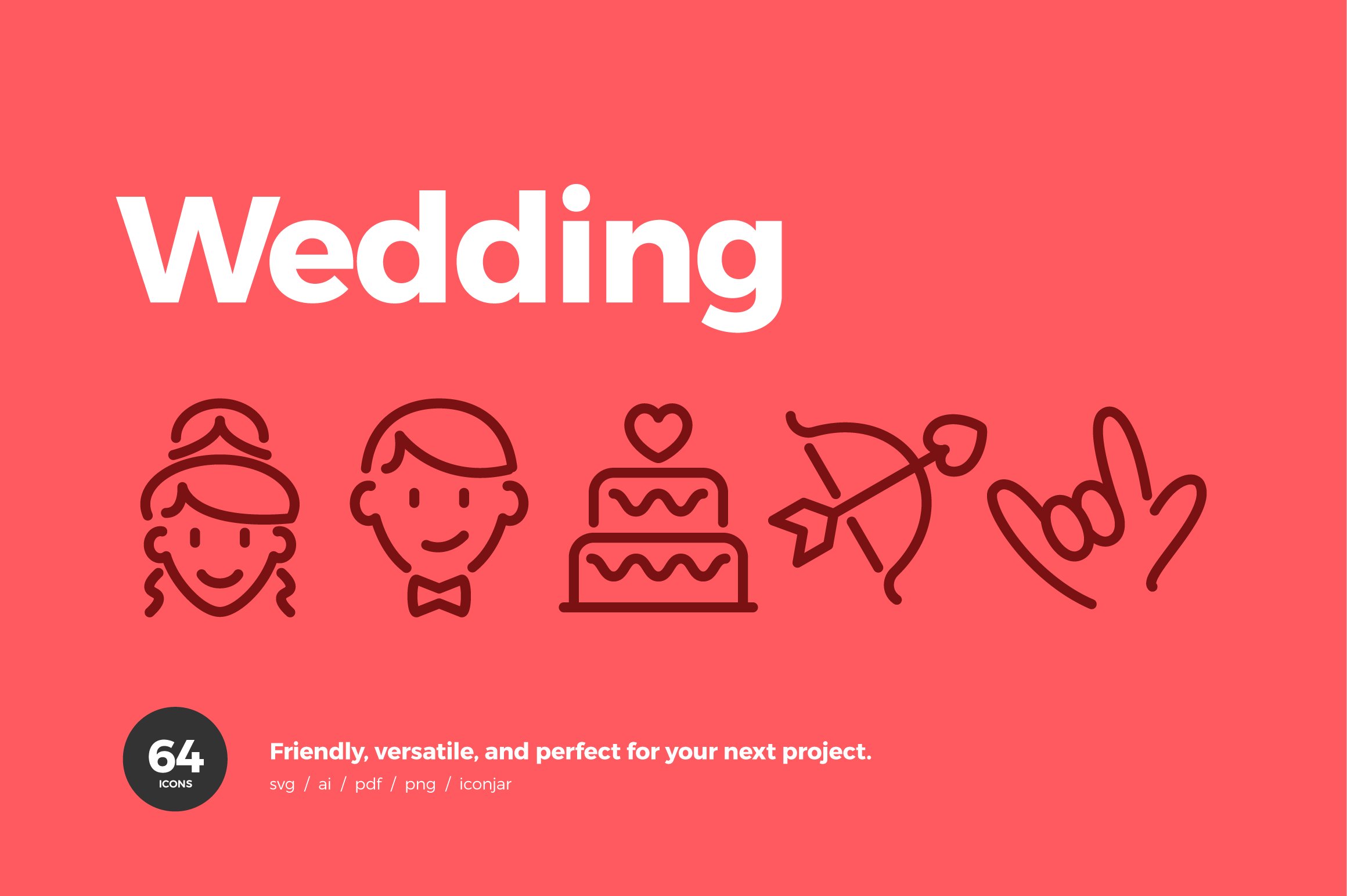 Wedding & Love Icons — Pixi Line cover image.
