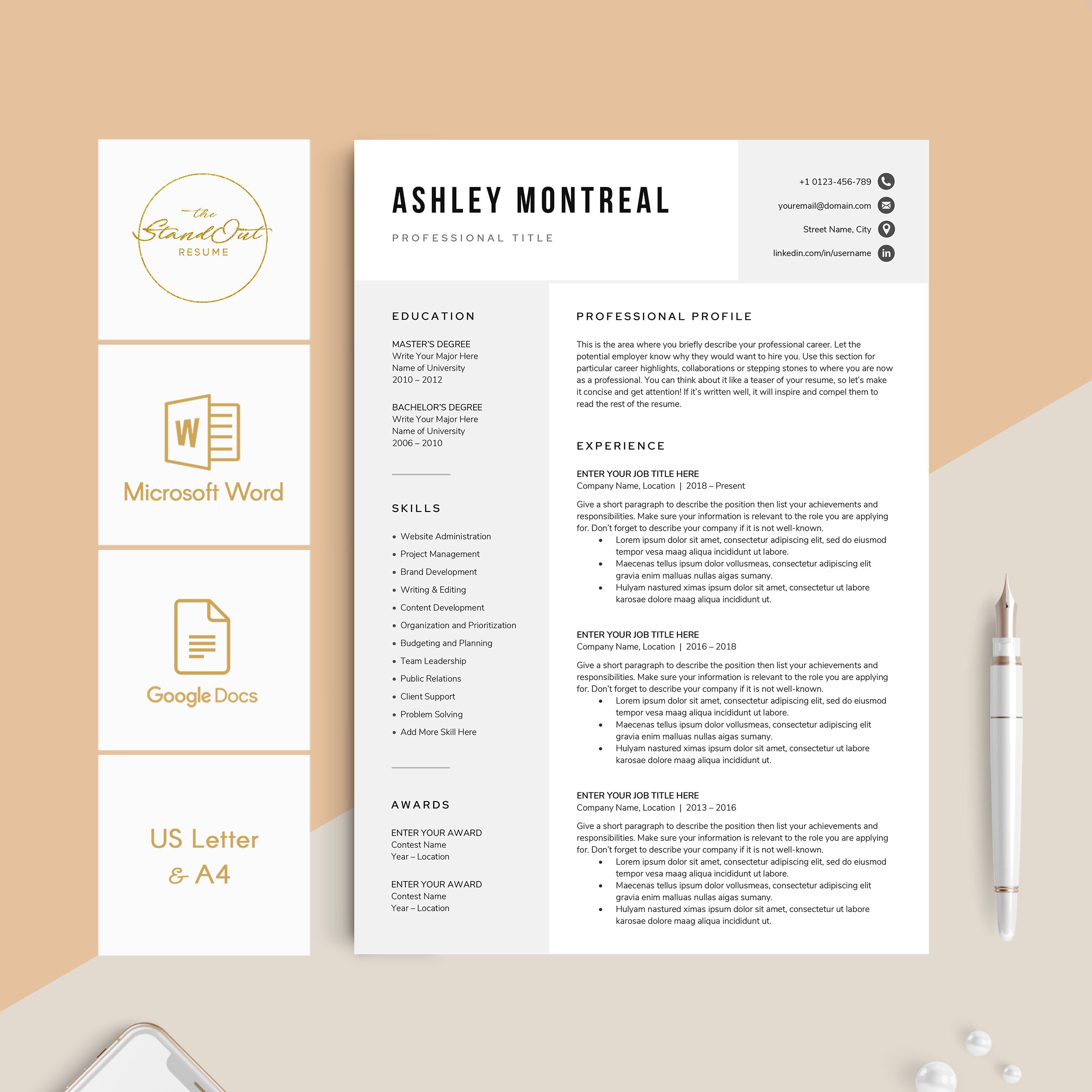 Resume/CV Template - ASHLEY preview image.