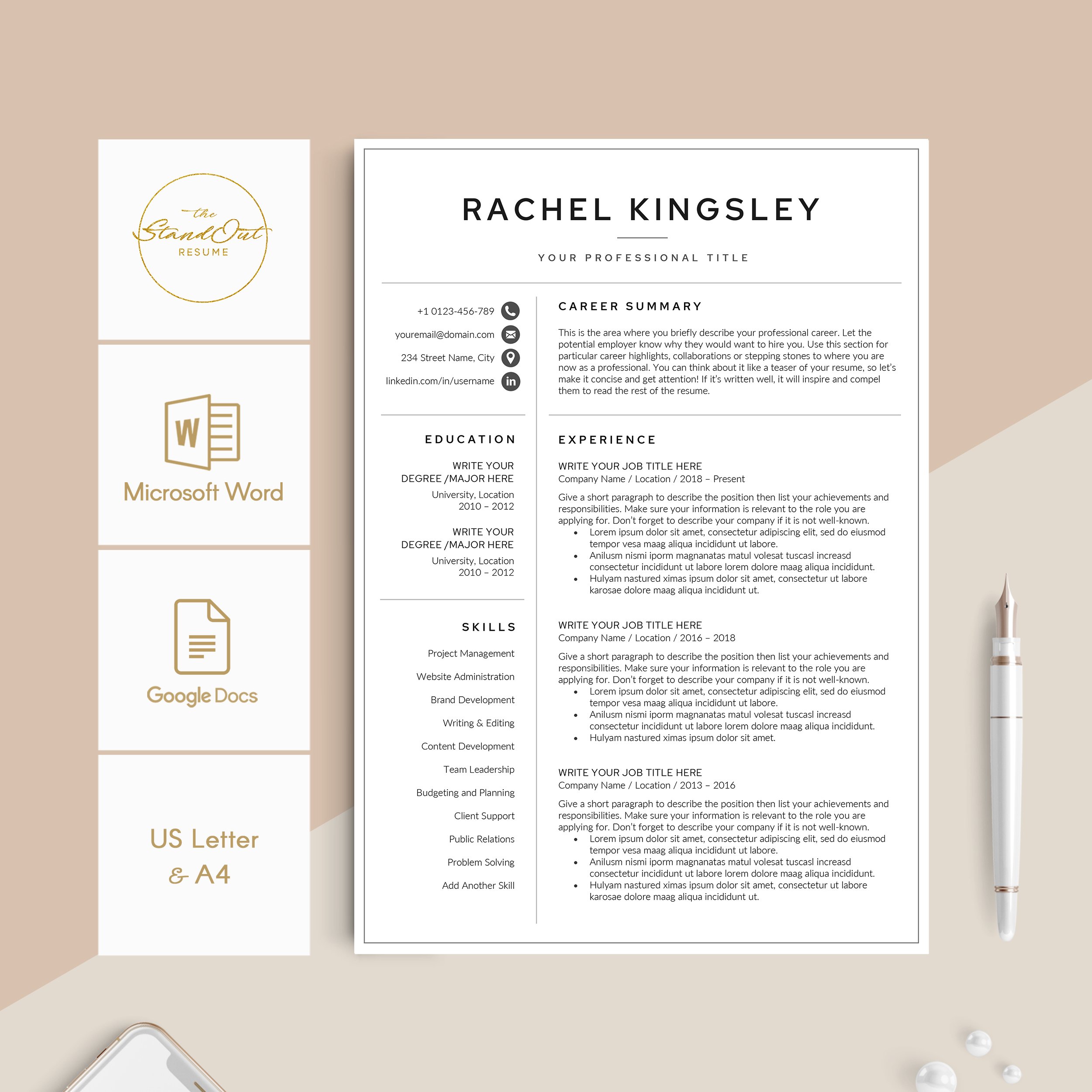 Resume/CV Template - RACHEL preview image.